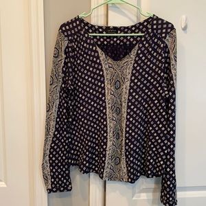 Lucky Brand Blue Long Sleeve V-Neck top